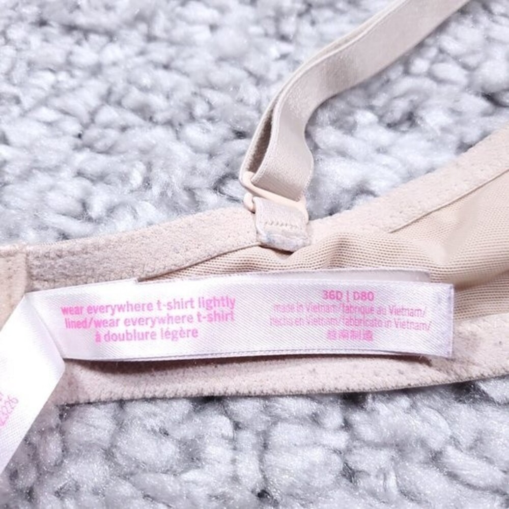 Victoria's Secret PINK Wear Everywhere T-Shirt Lightly Lined Bra 36D Beige Tan - Picture 11 of 13